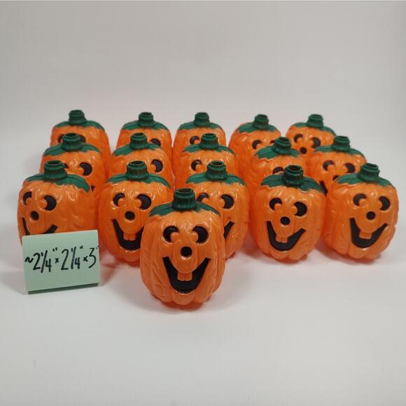 VTG Plastic Pumpkin Light Covers Blow Mold Jack-O-Lantern Replacements Halloween - Picture 10 of 10